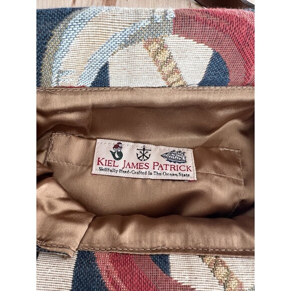 Kiel James Patrick Cape Cod Bag Purse Leather Strap Canvas Nautical Coastal - Picture 6 of 10